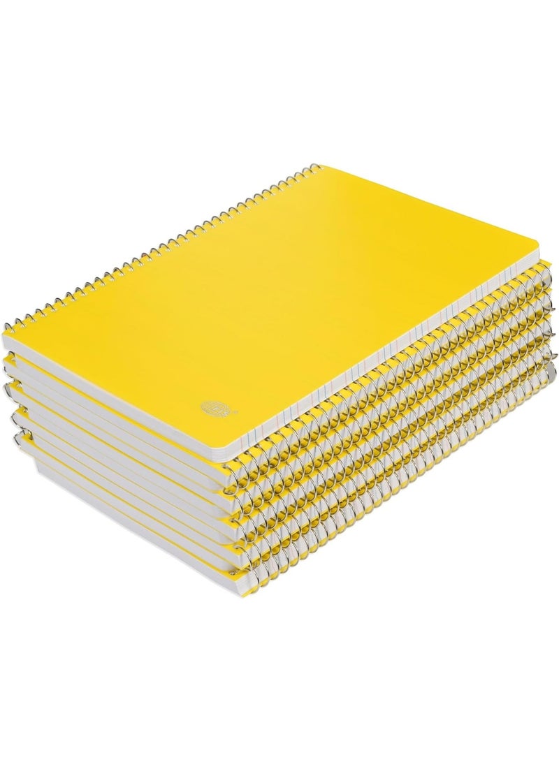FIS® Notebook Spiral Binding, PP Materials, Size A5(148x210mm), 4 Single Line Ruling, 80 Sheets, 160 Pages, 2 Round Edges, Packet of 10 Pieces, Neon Lemon Yellow Color-FSNBA5PP4LLE - Image 1